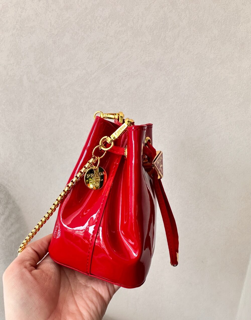 PRADA PATENT LEATHER MINI POUCH RED 14CM 1NR016 069 F0E06 - Image 5