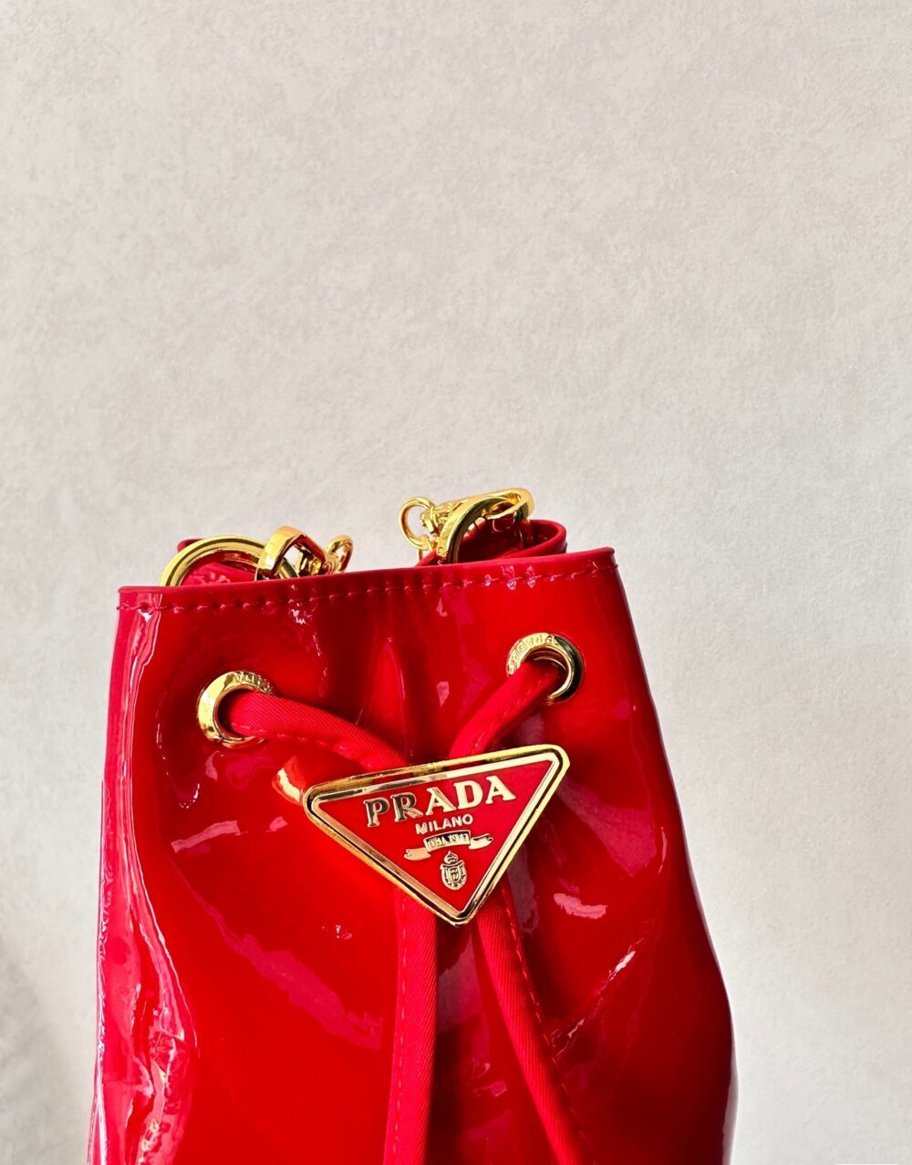PRADA PATENT LEATHER MINI POUCH RED 14CM 1NR016 069 F0E06 - Image 6