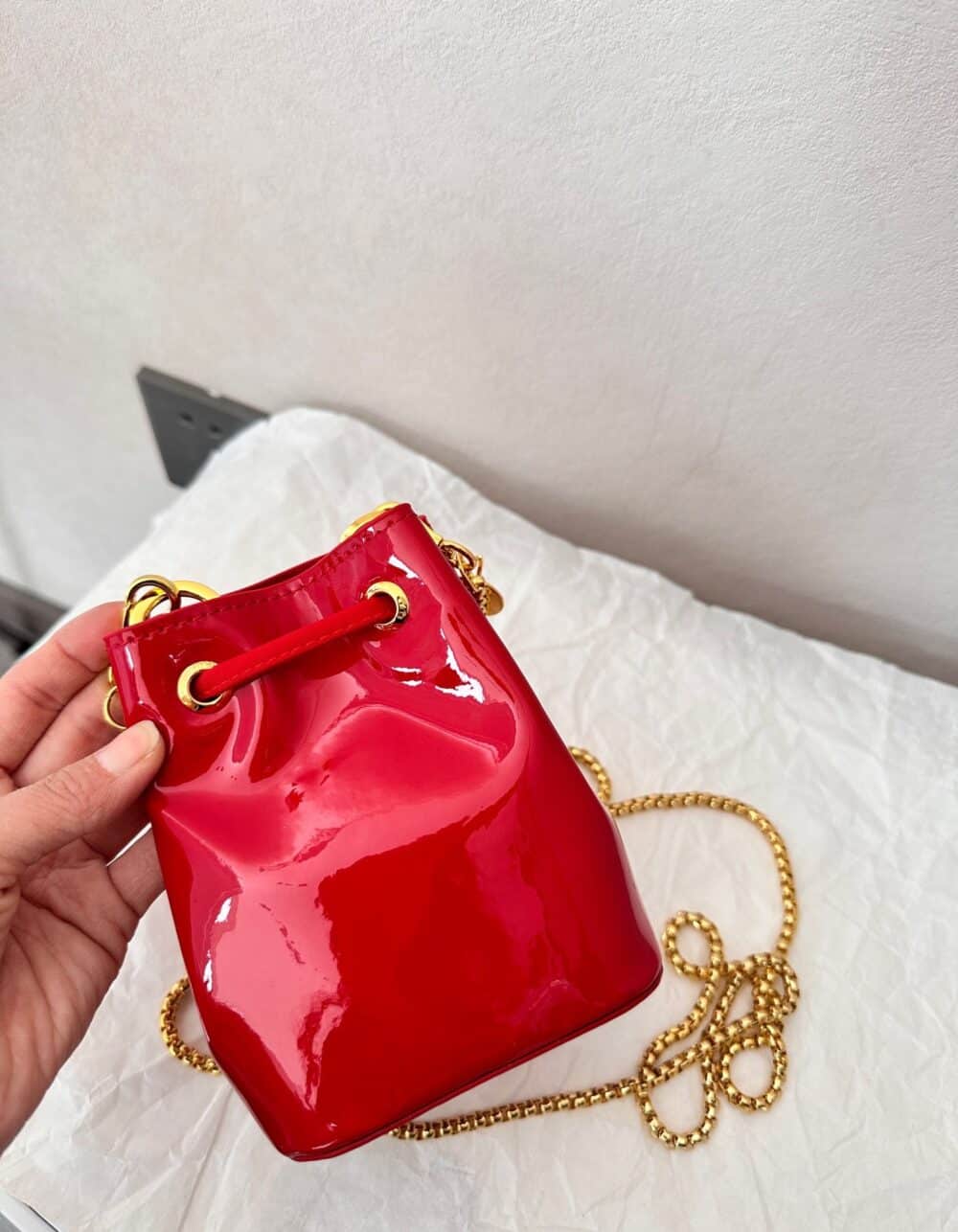 PRADA PATENT LEATHER MINI POUCH RED 14CM 1NR016 069 F0E06 - Image 7