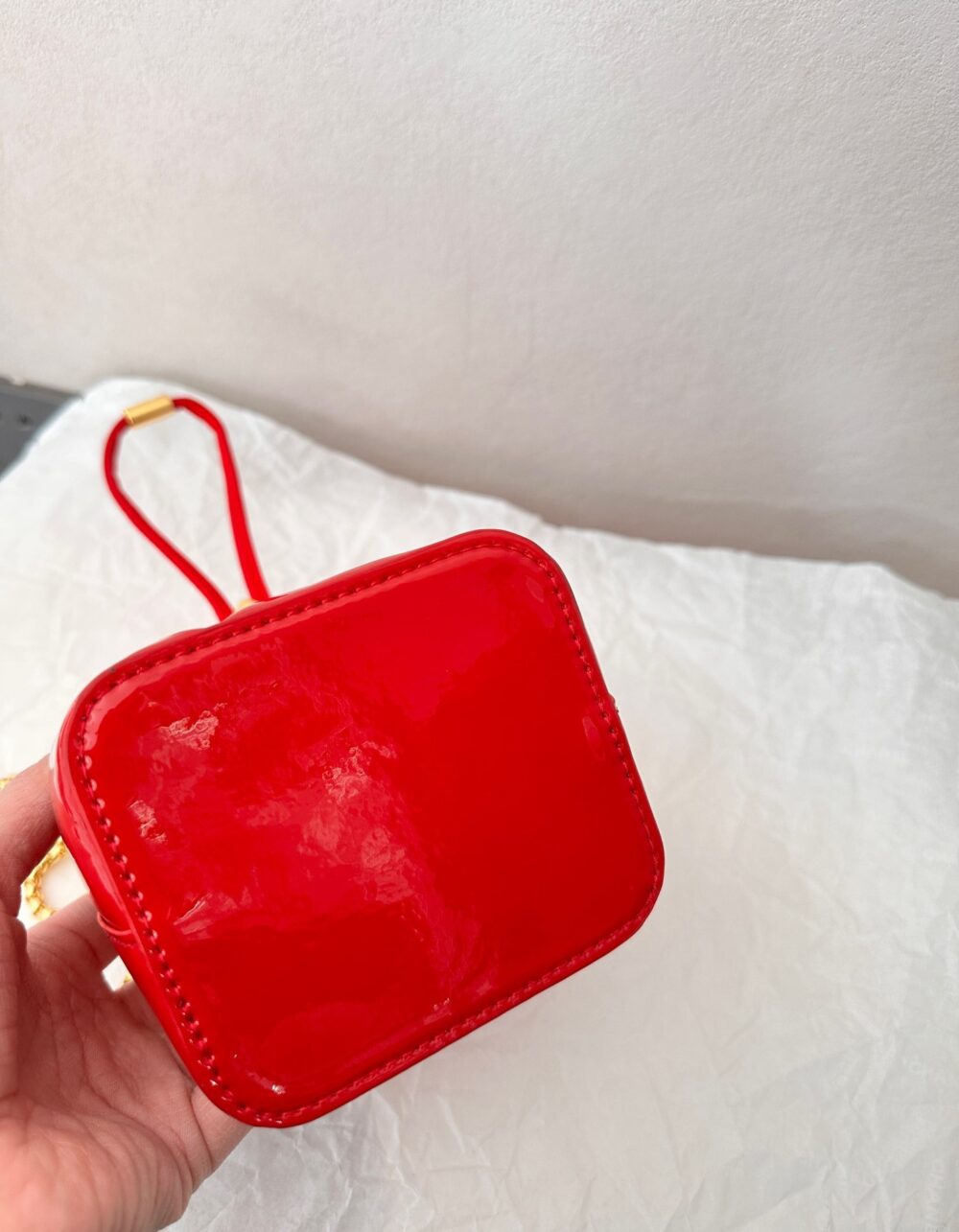 PRADA PATENT LEATHER MINI POUCH RED 14CM 1NR016 069 F0E06 - Image 9