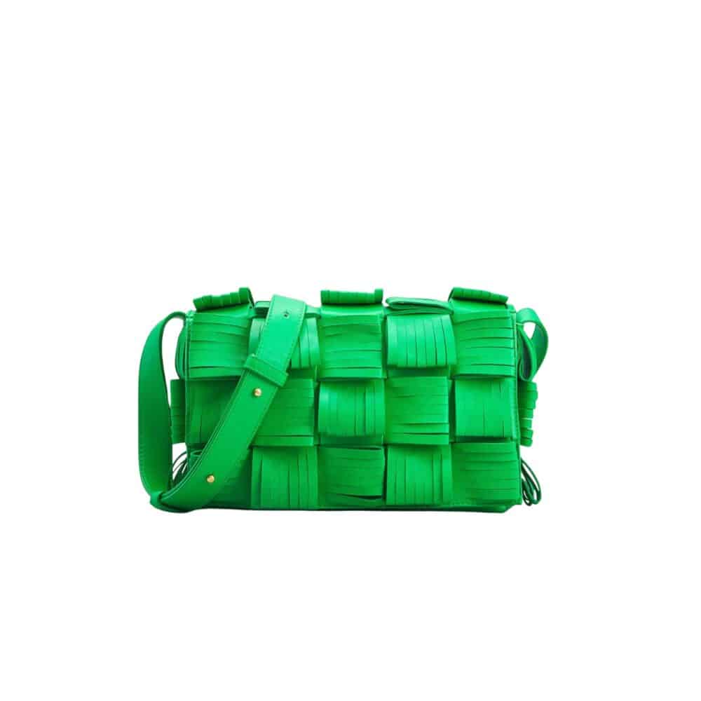 BOTTEGA VENETA  FRINGE CASSETTE CROSSBODY BAG PARAKEET 22CM