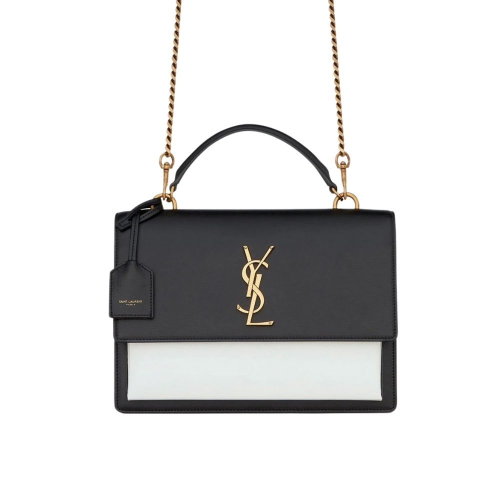 SAINT LAURENT SUNSET MEDIUM IN SMOOTH LEATHER BAG BLACK 22CM 634723 D4267 1031