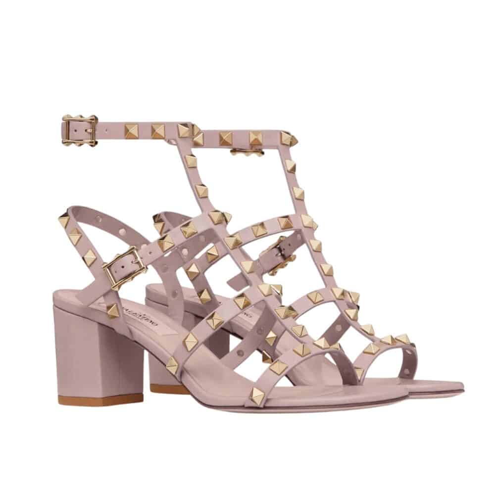 VALENTINO GARAVANI ROCKSTUD ANKLE STRAP SANDAL BEIGE 5W2S0491VBP P45