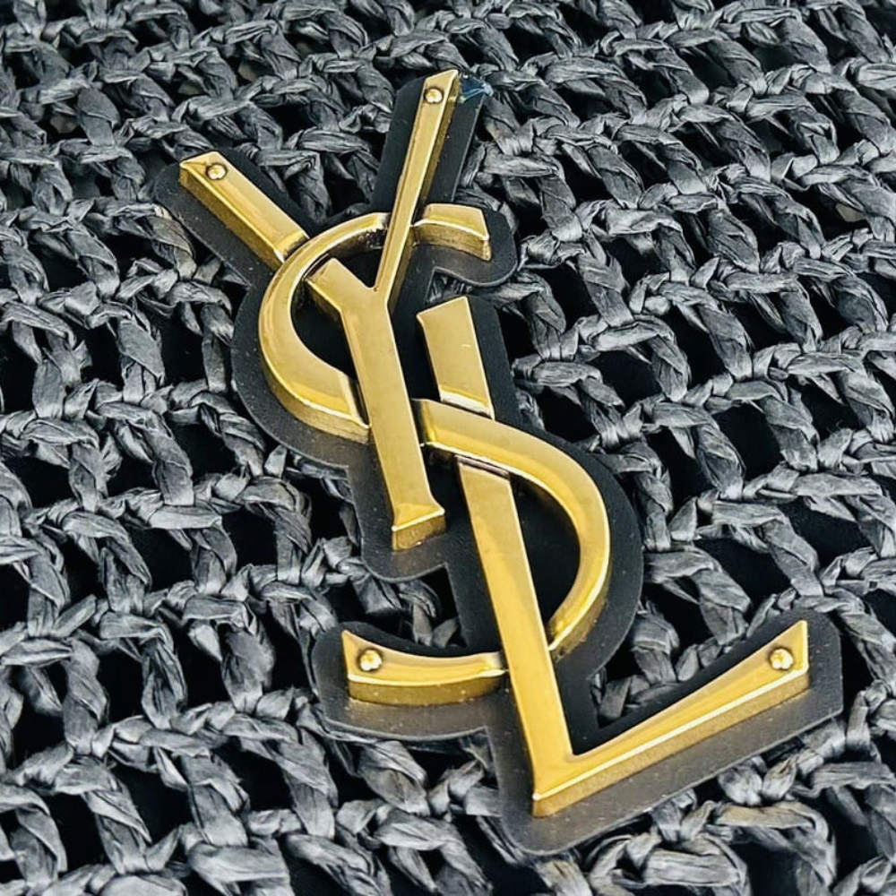 Alternative view of SAINT LAURENT OXALIS IN RAFFIA CROCHET AND LEATHER BLACK 41CM 781289GAAEA1000