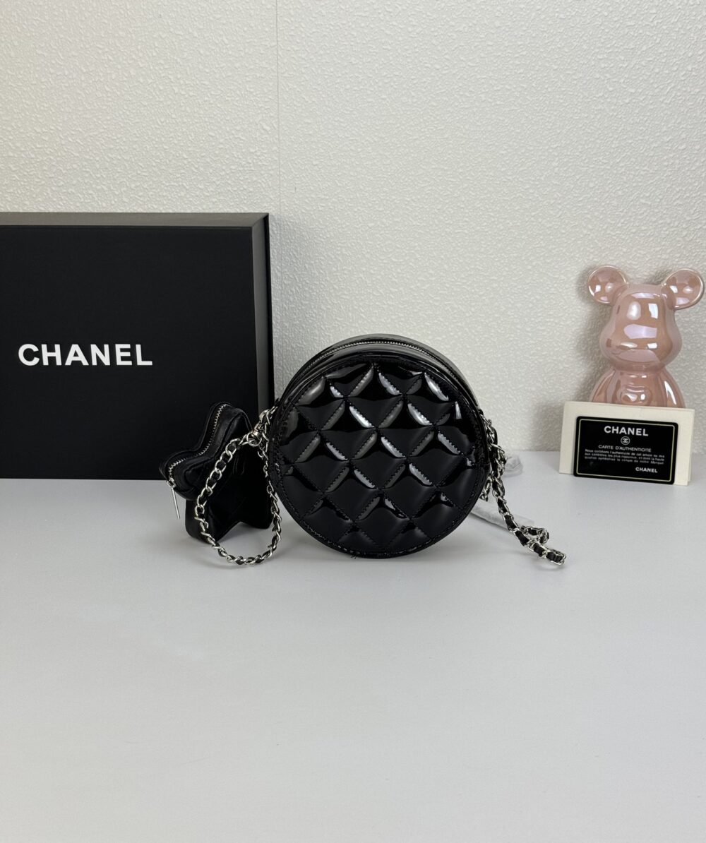 Alternative view of CHANEL ROUND WITH CHARM AND STAR COIN PURSE BLACK 15CM