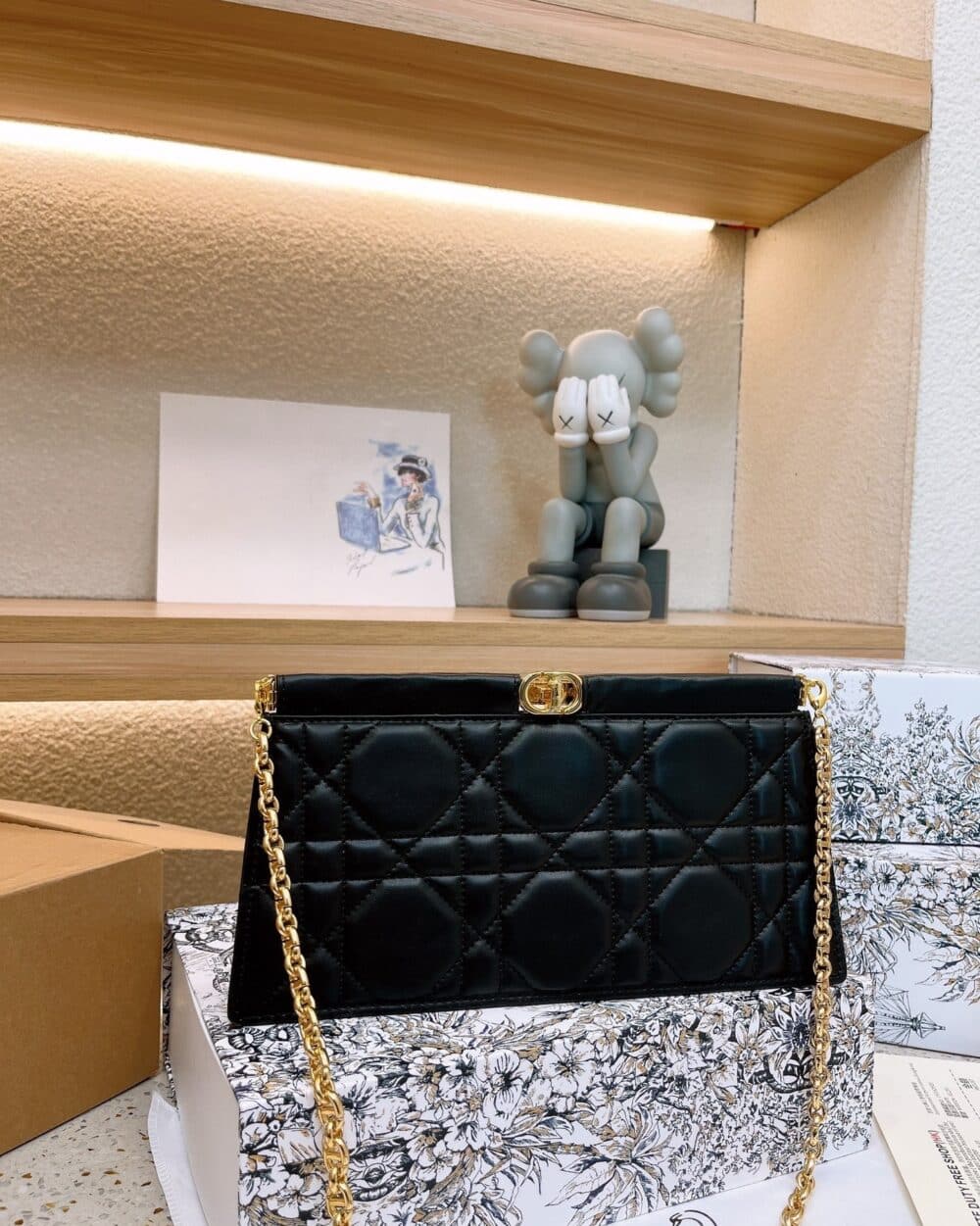 Alternative view of DIOR CARO COLLE NOIRE CLUTCH WITH CHAIN BLACK CANNAGE 28CM S5166UDBBM900
