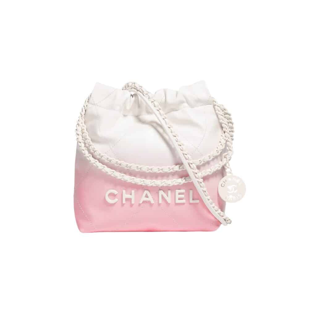 CHANEL 22 MINI HANDBAG PATENT GRADIENT CALFSKIN PINK 20CM