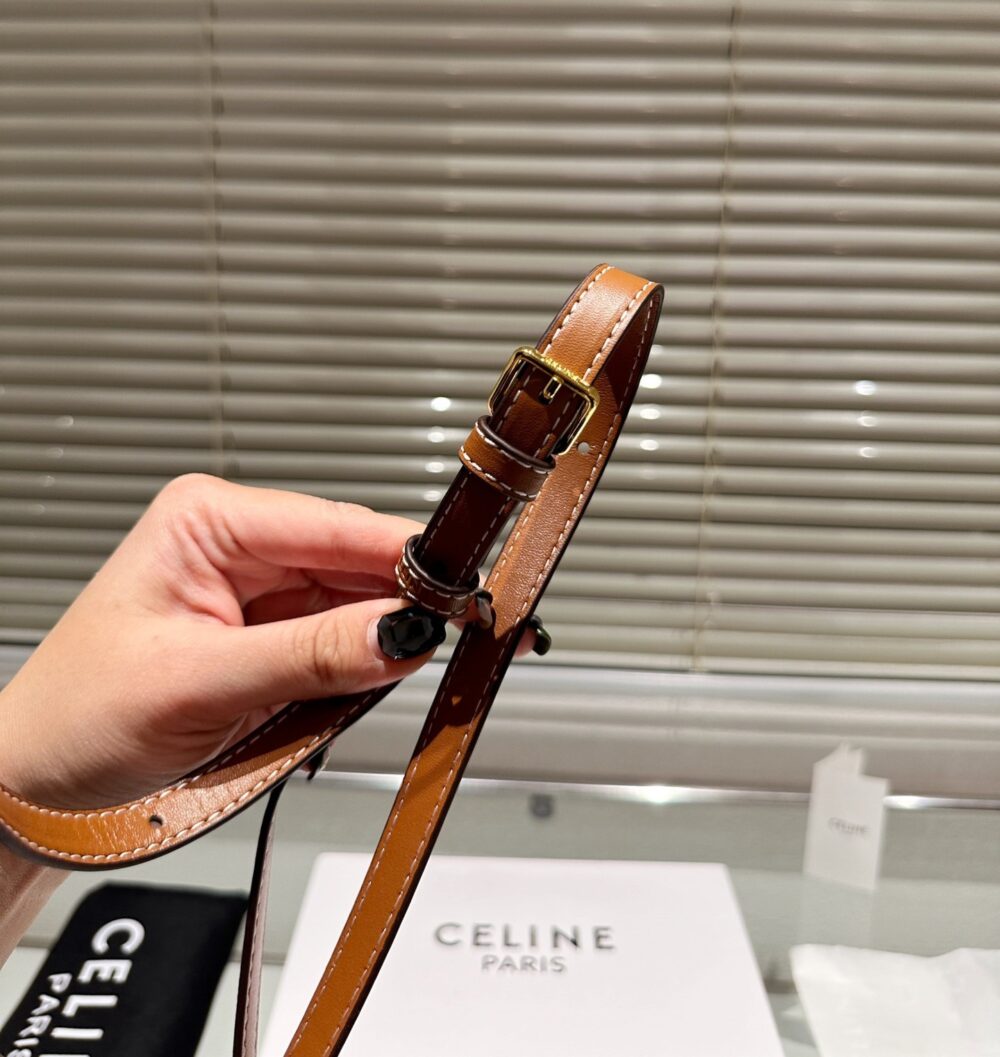 CELINE MINI BESACE IN TRIOMPHE CANVAS AND CALFSKIN TAN 17CM 196702BZJ 04LU - Image 7