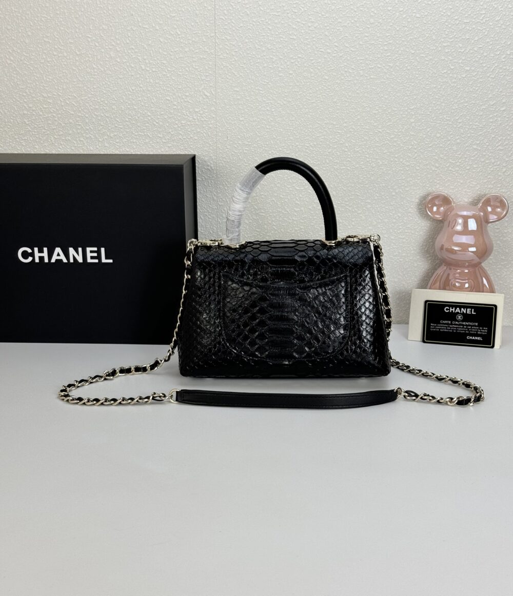 CHANEL TRENDY CC TOP HANDLE BAG PYTHON BLACK 23CM - Image 9
