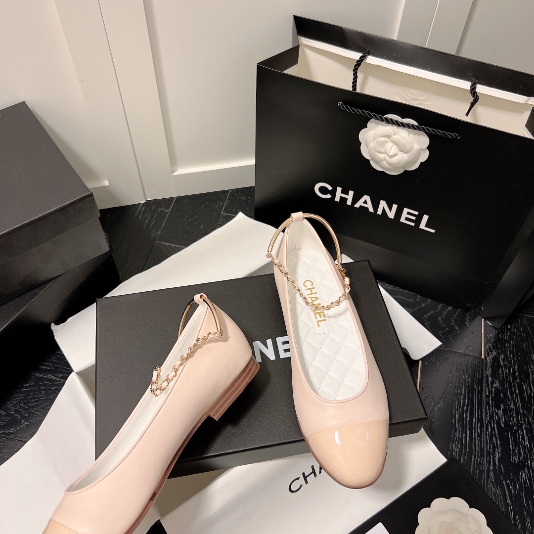 CHANEL INTERLOCKING CC LOGO BALLET FLATS LIGHT PINK - Image 3
