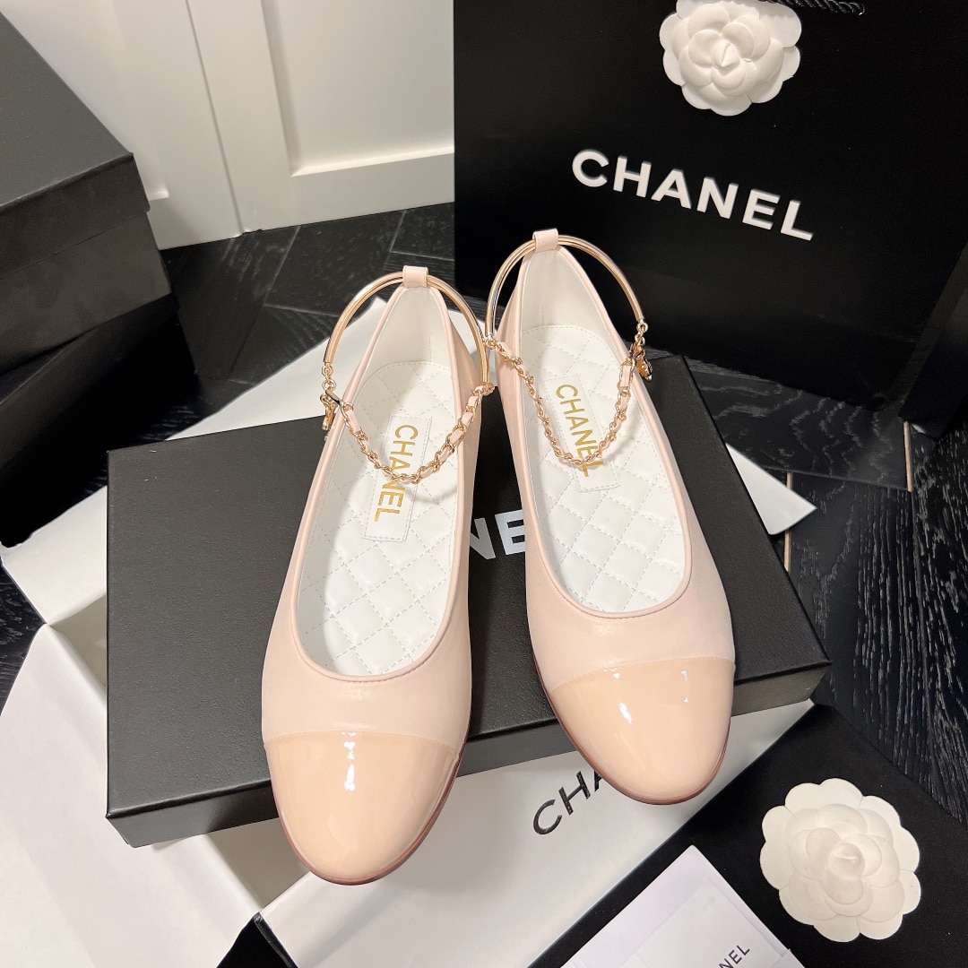 CHANEL INTERLOCKING CC LOGO BALLET FLATS LIGHT PINK - Image 4
