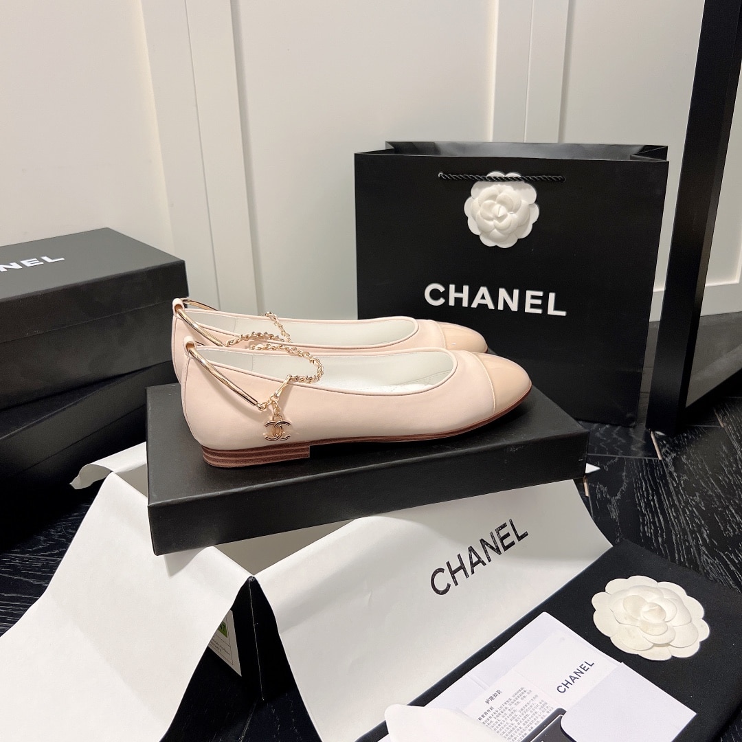 CHANEL INTERLOCKING CC LOGO BALLET FLATS LIGHT PINK - Image 5