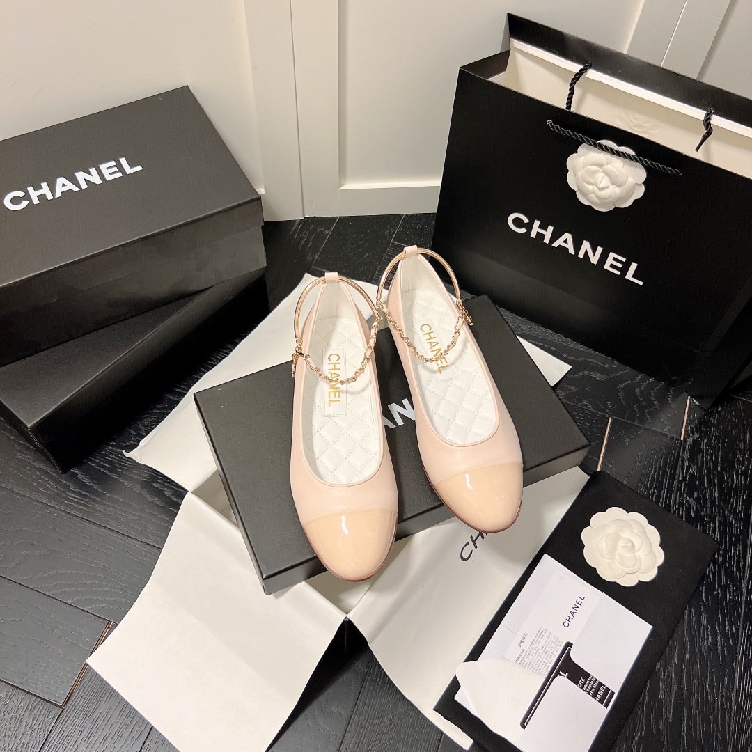 CHANEL INTERLOCKING CC LOGO BALLET FLATS LIGHT PINK - Image 6