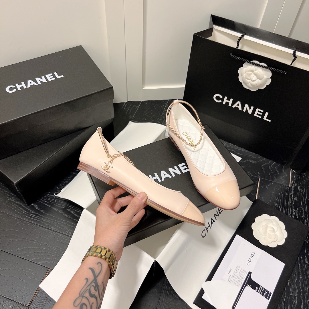CHANEL INTERLOCKING CC LOGO BALLET FLATS LIGHT PINK - Image 7