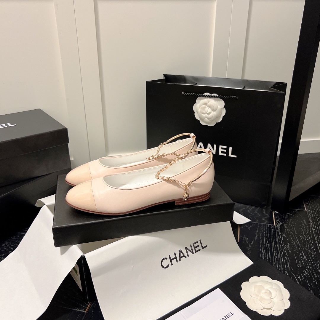 CHANEL INTERLOCKING CC LOGO BALLET FLATS LIGHT PINK - Image 8