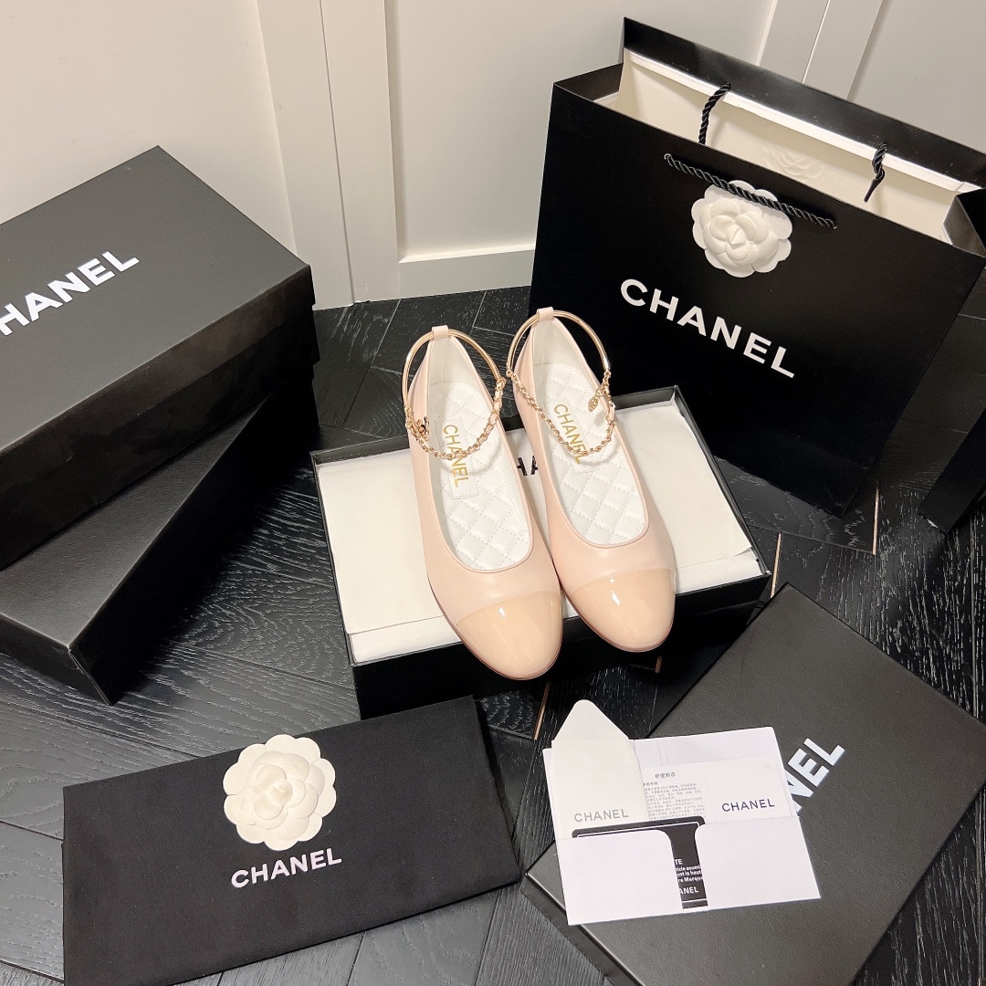 CHANEL INTERLOCKING CC LOGO BALLET FLATS LIGHT PINK - Image 9