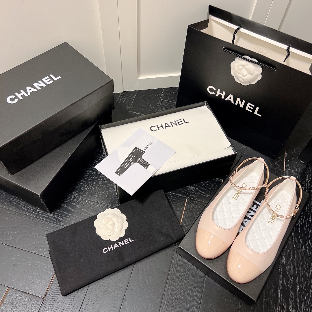 CHANEL INTERLOCKING CC LOGO BALLET FLATS LIGHT PINK - Image 10