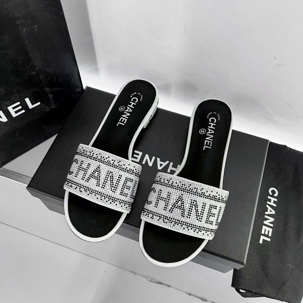 Alternative view of CHANEL 24P BEADED DIAMOND SLIPPERS SILVER