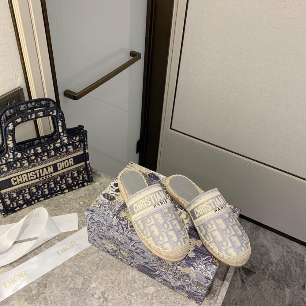 Alternative view of DIOR GRANVILLE OBLIQUE ESPADRILLE COTTON FLATS IN GRAY