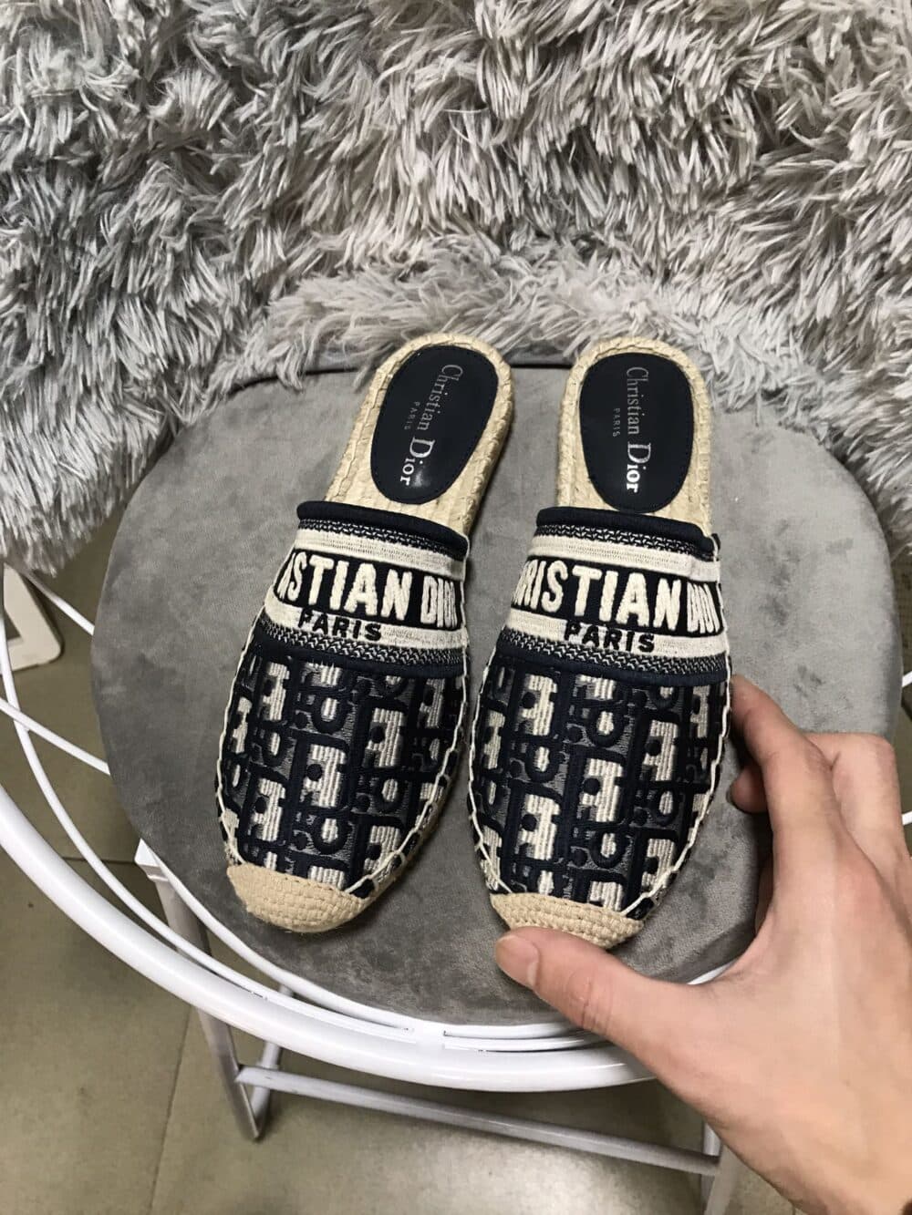 Alternative view of DIOR GRANVILLE OBLIQUE ESPADRILLE COTTON FLATS IN BLACK