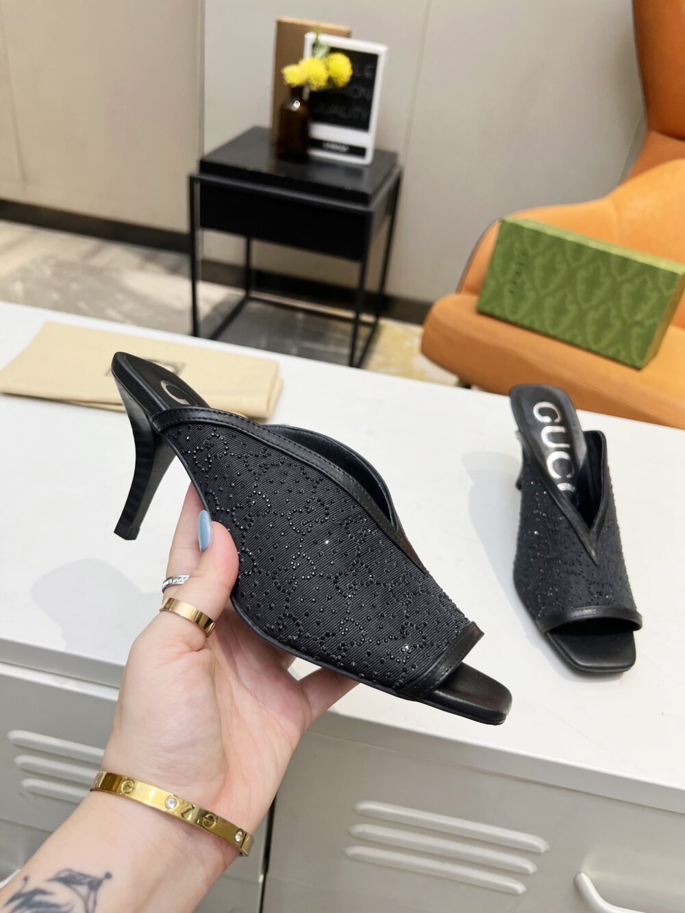 GUCCI BLACK GG DEMI EMBELLISHED BLACK - Image 7