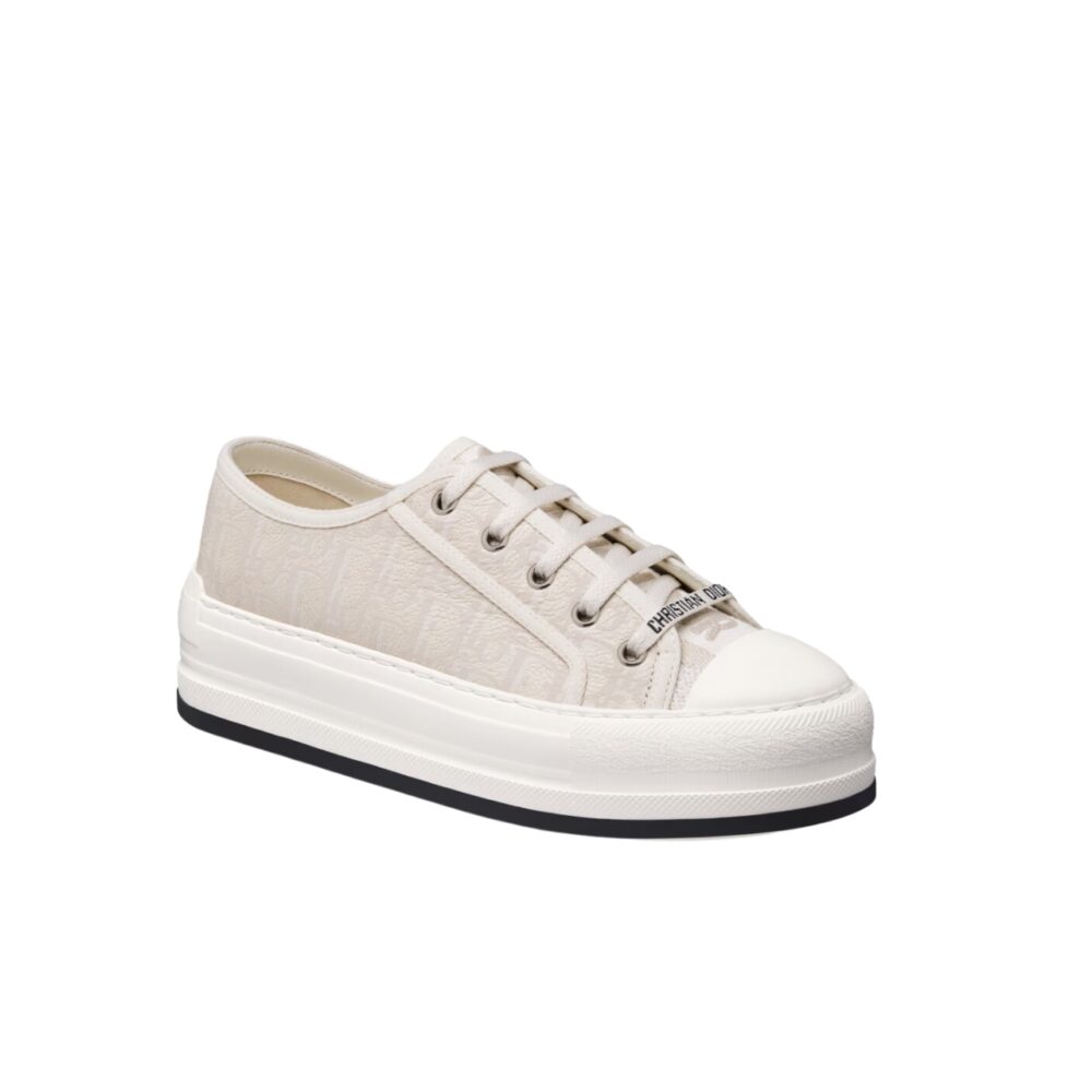 DIOR WALK'N'DIOR PLATFORM SNEAKER CALFSKIN TEXTURED WHITE KCK409OLY S03W