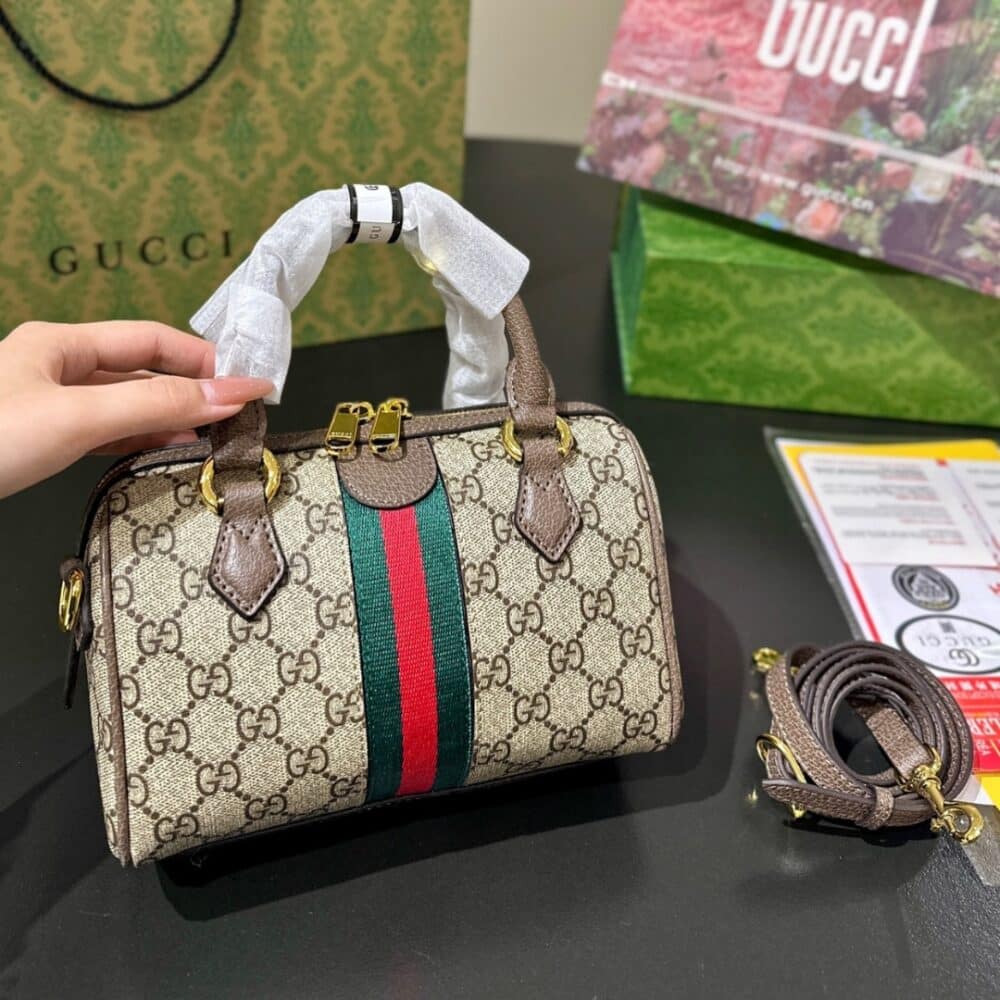 GUCCI OPHIDIA GG MINI TOP HANDLE BAG BROWN 22CM 772053 96IWG 8745 - Image 6