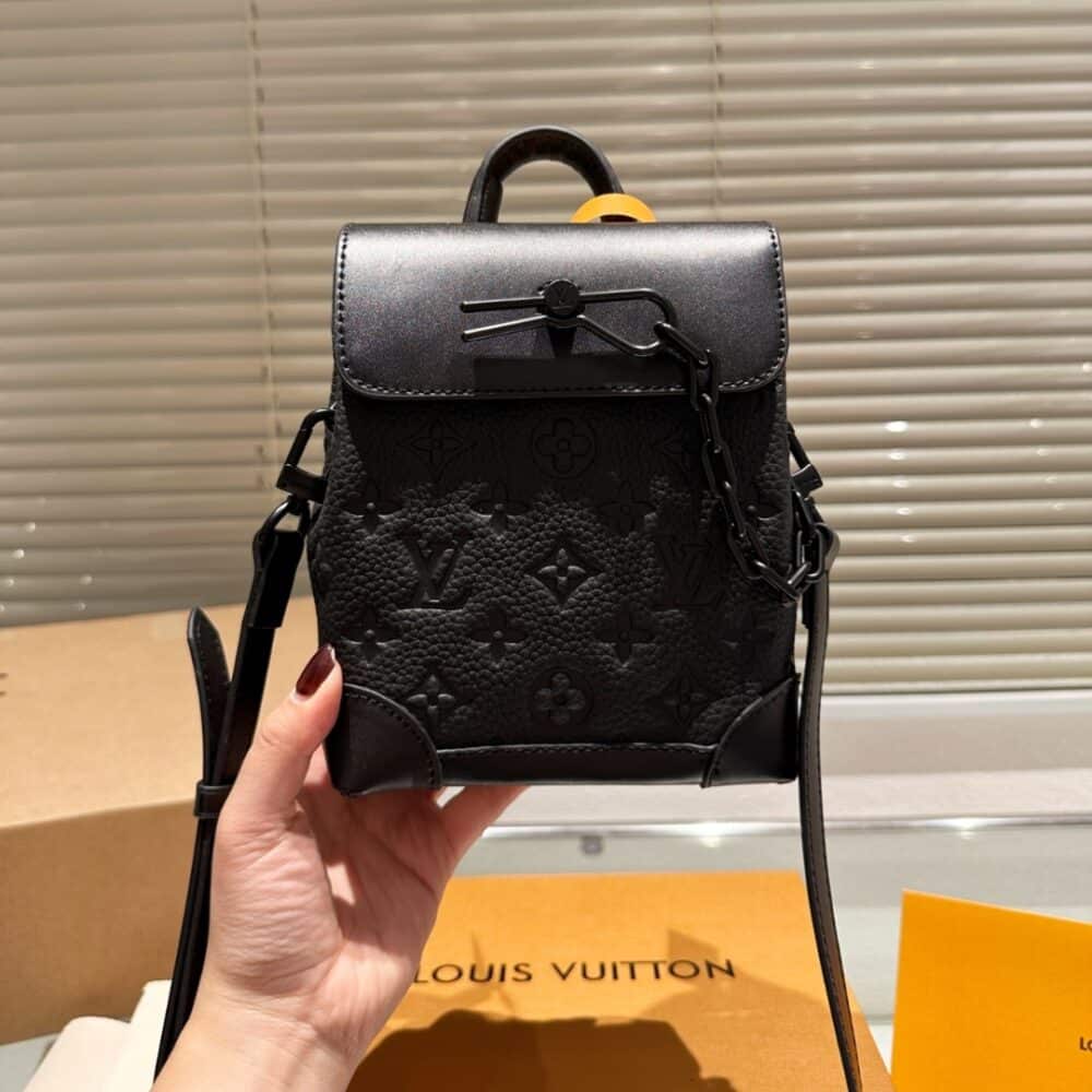 LOUIS VUITTON NANO STEAMER BAG TAURILLON COWHIDE MONOGRAM BLACK 14CM M82772 - Image 7