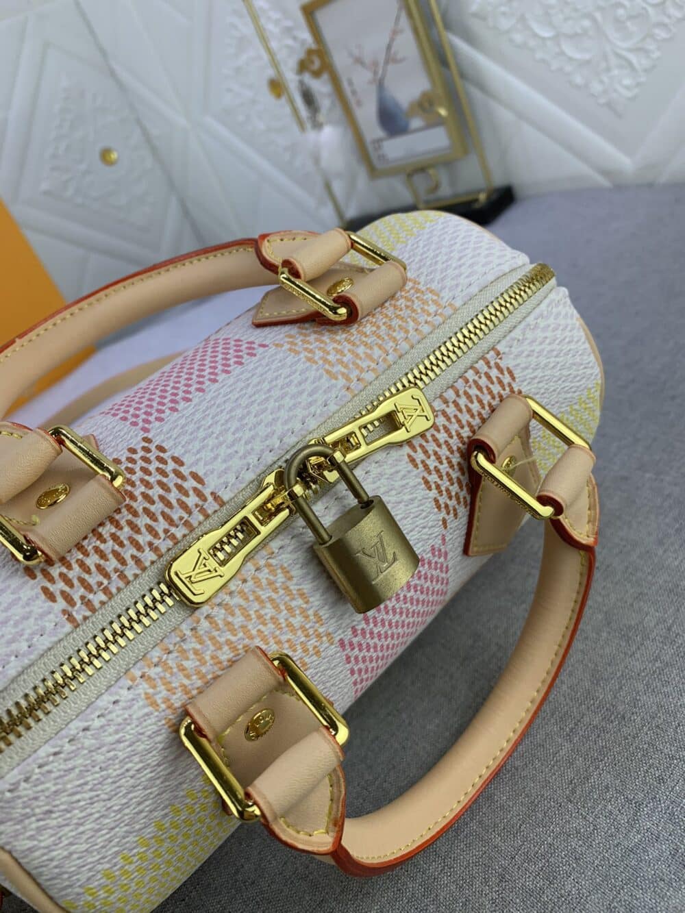 LOUIS VUITTON SPEEDY BANDOULIÈRE DAMIER CANVAS PEACH 20CM - Image 5