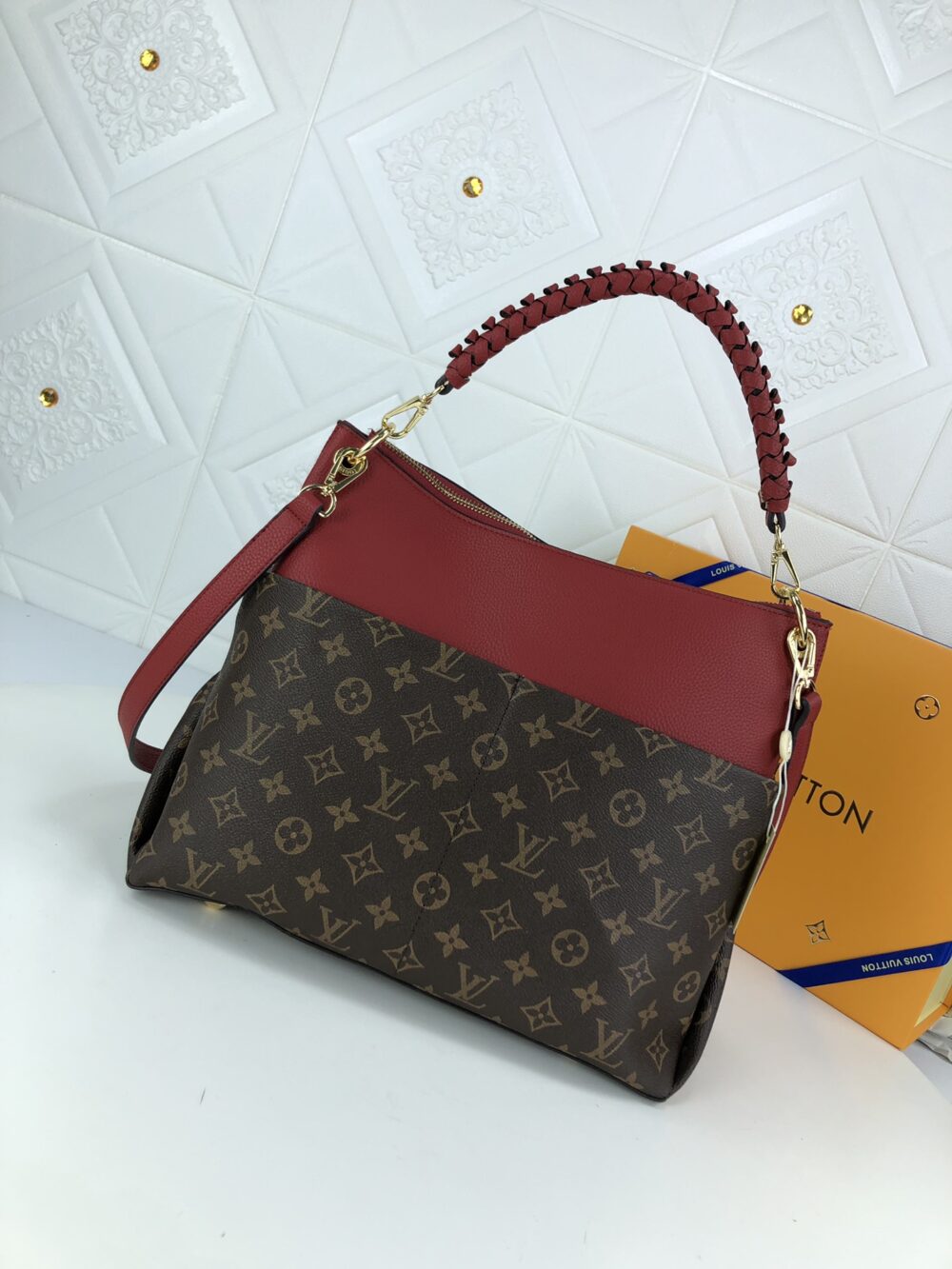 LOUIS VUITTON MAIDA HOBO HANDBAG RED MONOGRAM 33CM - Image 8