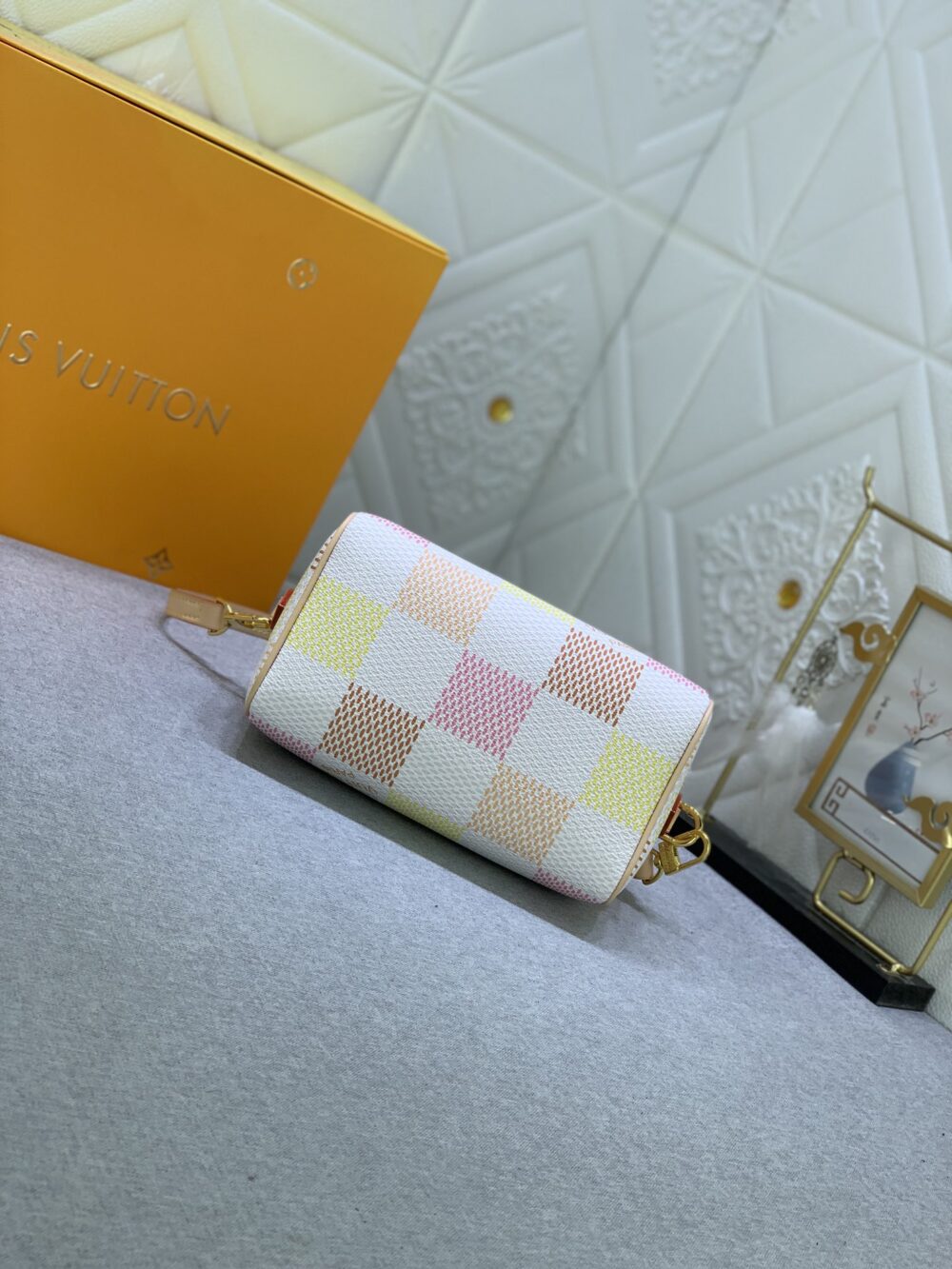LOUIS VUITTON SPEEDY BANDOULIÈRE DAMIER CANVAS PEACH 20CM - Image 8