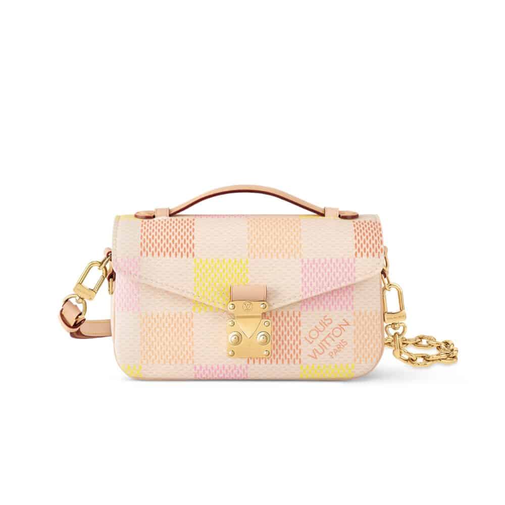 LOUIS VUITTON POCHETTE MÉTIS EAST WEST DAMIER CANVAS PEACH 21CM N40749