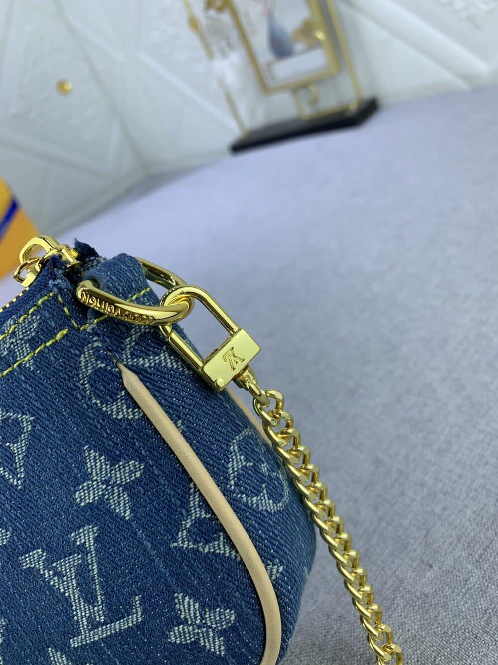 LOUIS VUITTON MINI POCHETTE ACCESSOIRES MONOGRAM DENIM BLUE 10CM M82960 - Image 8
