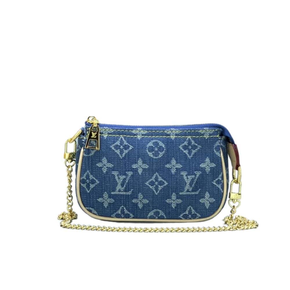LOUIS VUITTON MINI POCHETTE ACCESSOIRES MONOGRAM DENIM BLUE 10CM M82960