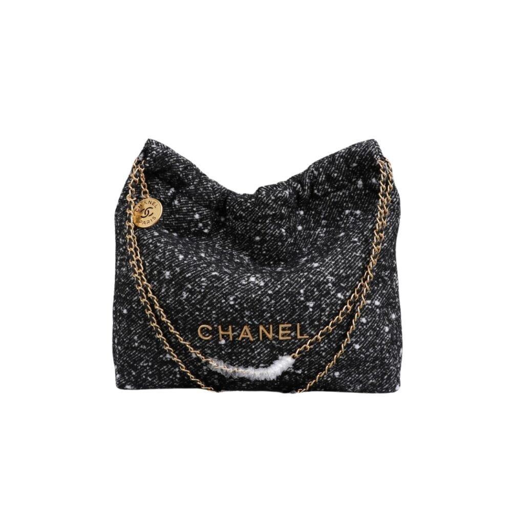 CHANEL 22 HANDBAG DENIM GOLD AND DARK GRAY 40CM