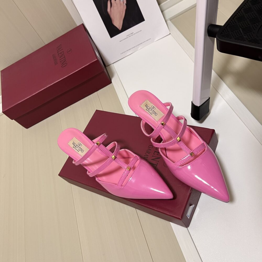 Alternative view of VALENTINO GARAVANI ROCKSTUD WISPY MULE IN CALFSKIN MAGENTA