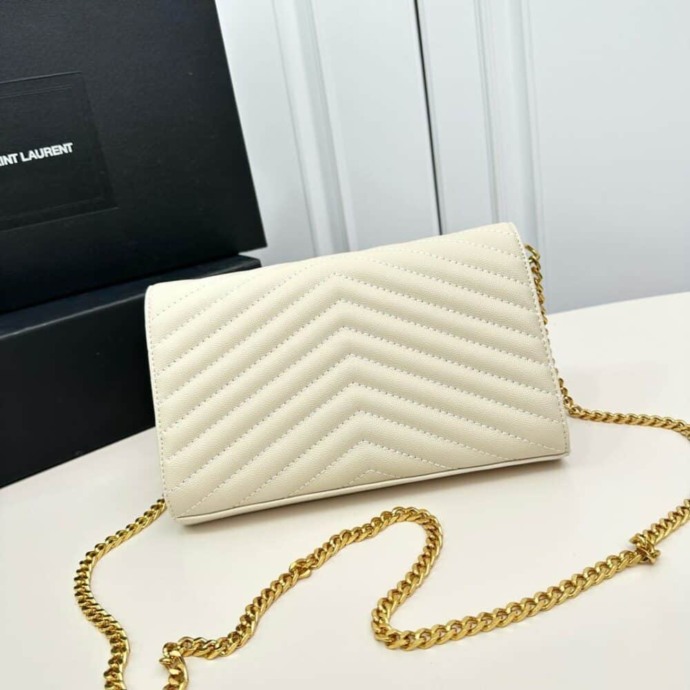 SAINT LAURENT CLASSIC CASSANDRE CHAIN WALLET BAG WHITE 24CM 377828BOW019207 - Image 4