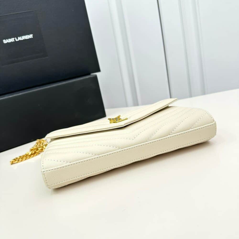 SAINT LAURENT CLASSIC CASSANDRE CHAIN WALLET BAG WHITE 24CM 377828BOW019207 - Image 5