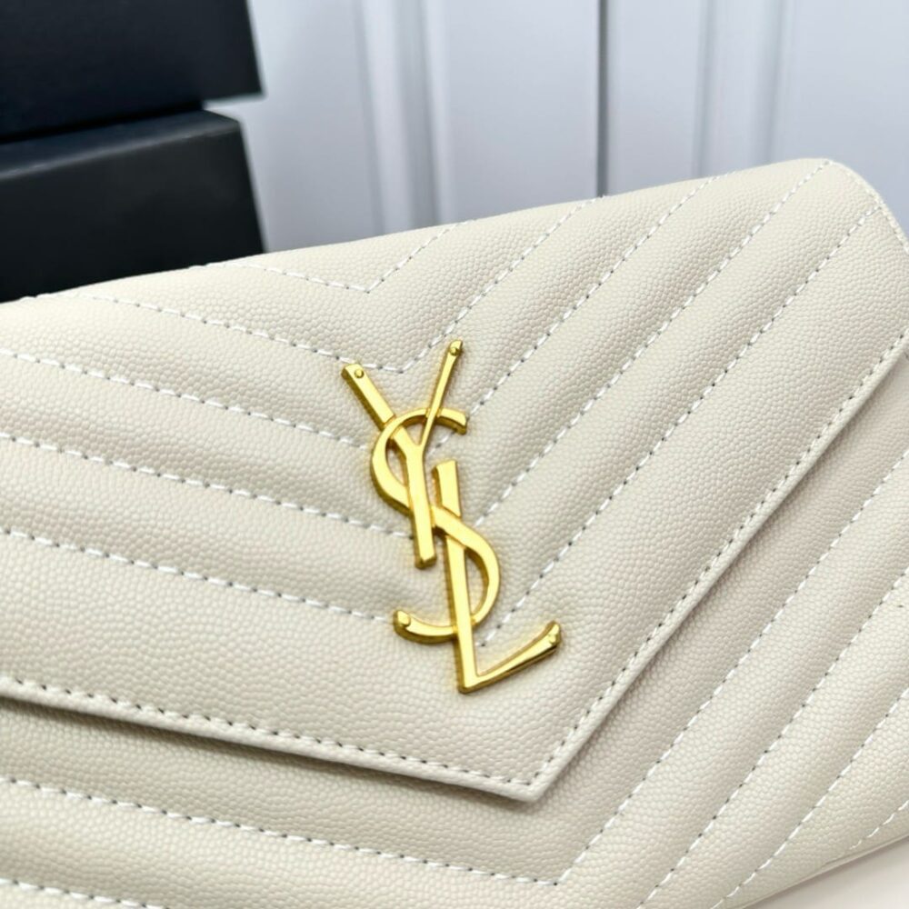 SAINT LAURENT CLASSIC CASSANDRE CHAIN WALLET BAG WHITE 24CM 377828BOW019207 - Image 6