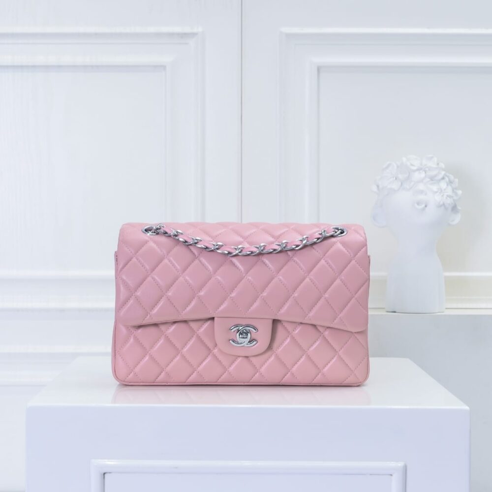 Alternative view of Chanel Classic Double Flap Bag Silver Hardware Light Pink 25Cm