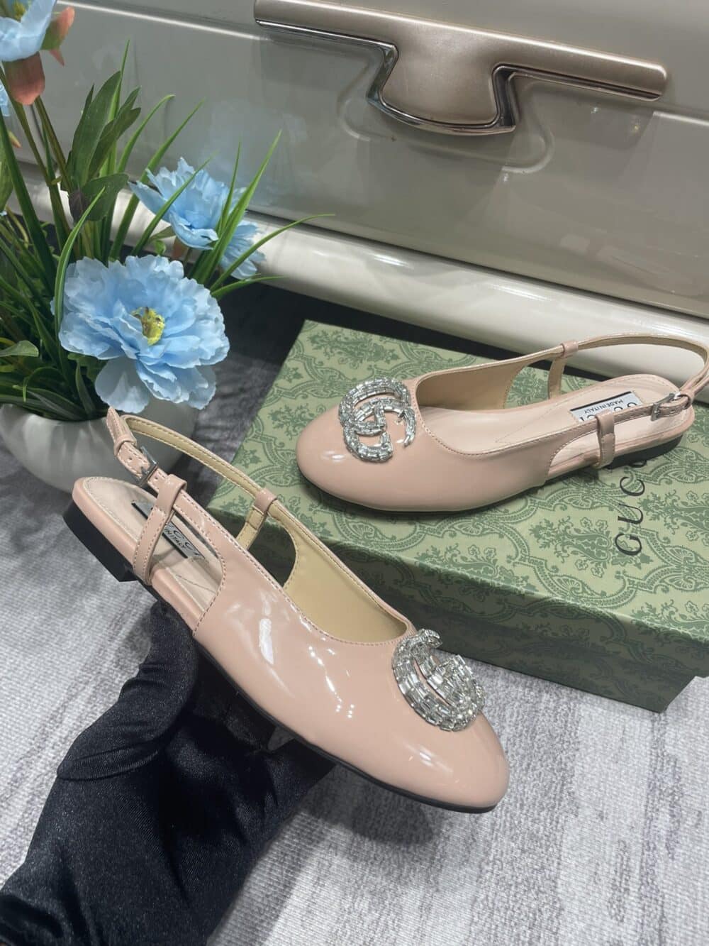 GUCCI WOMEN'S BALLERINA WITH DOUBLE G PALE PINK 762765 BNC00 6705 - Image 6