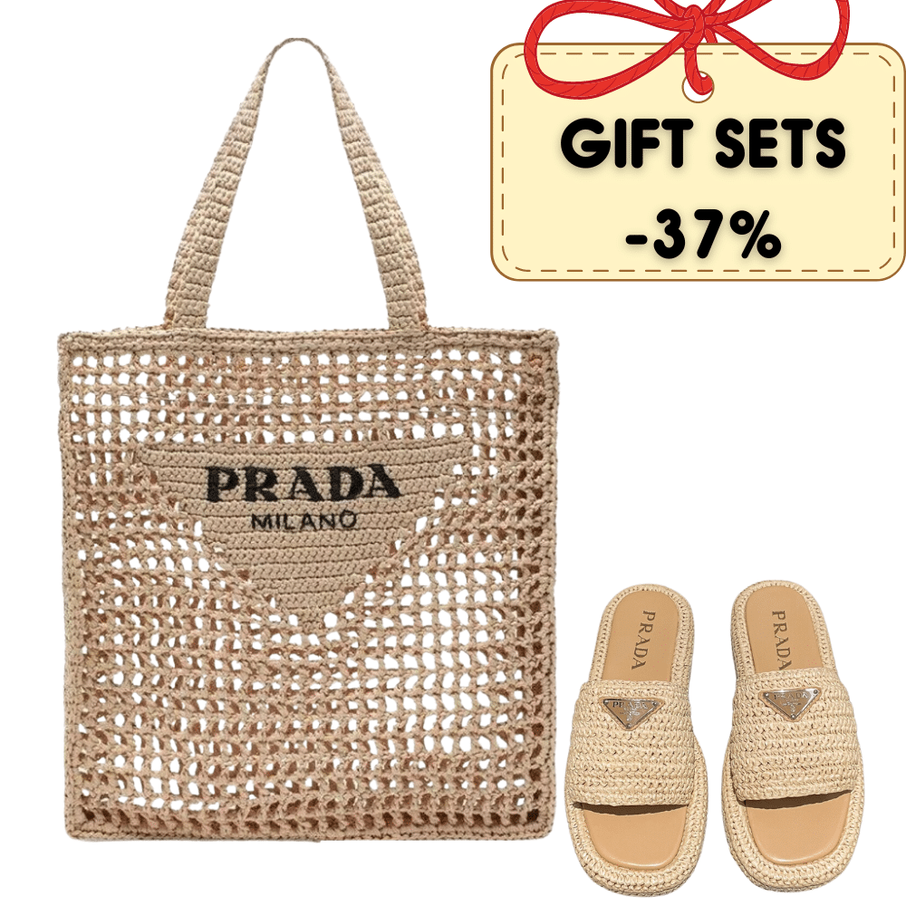 GIFT SET: PRADA CROCHET TOTE BAG & CROCHET PLATFORM SLIDES