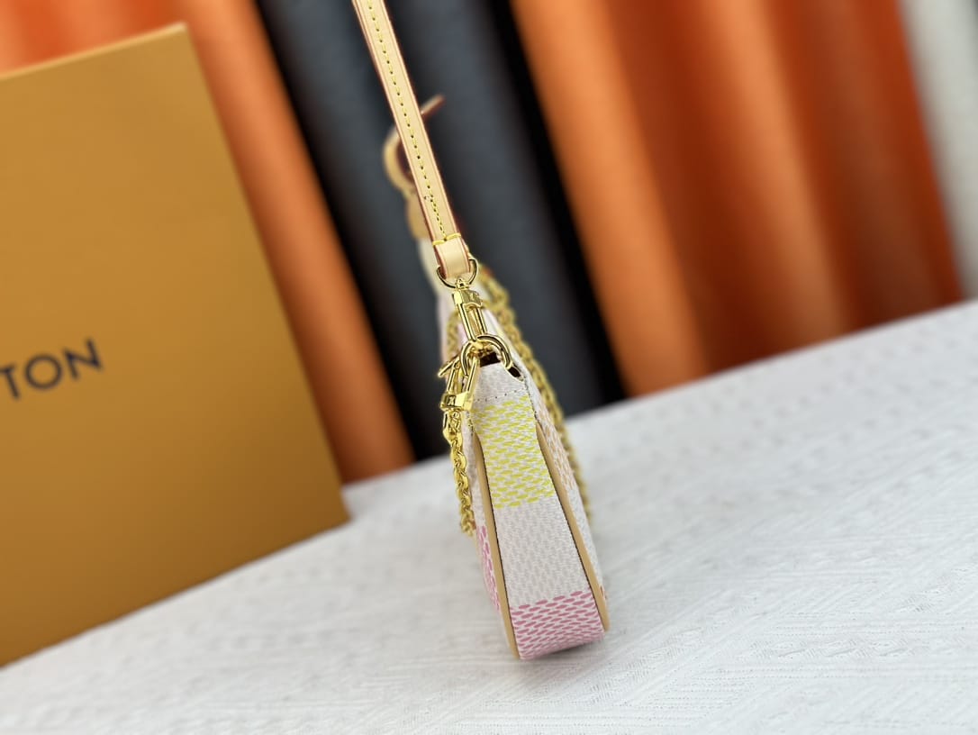 LOUIS VUITTON POCHETTE ACCESSOIRES DAMIER CANVAS PEACH PINK 23CM N40642 - Image 6