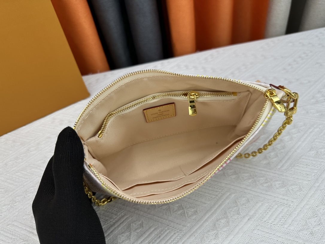 LOUIS VUITTON POCHETTE ACCESSOIRES DAMIER CANVAS PEACH PINK 23CM N40642 - Image 9