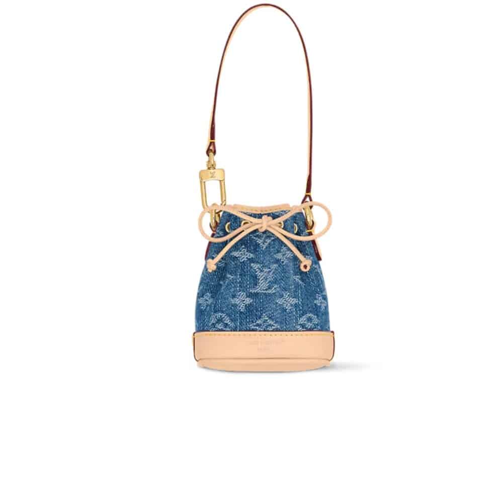 LOUIS VUITTON MICRO NOE BAG CHARM MONOGRAM DENIM BLUE 10CM M01700