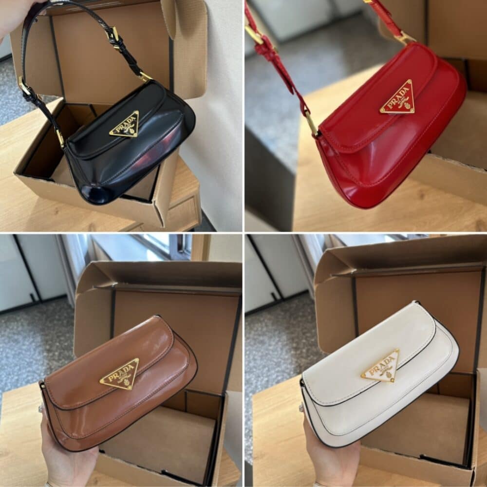 PRADA PATENT LEATHER SHOULDER BAG IN CHERRY BLACK 25CM 1BD355 069 F03KJ V HTO - Image 3