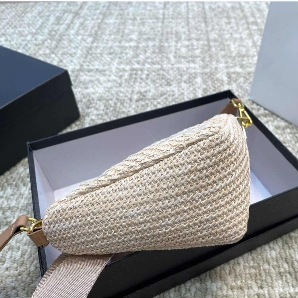 PRADA TRIANGLE CROCHET SHOULDER BAG NATURAL 25CM 1BH190 2A2T F0018 V DUO - Image 6