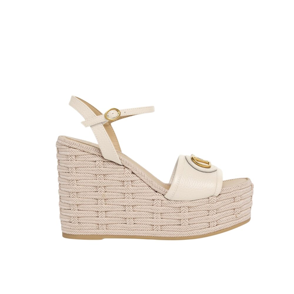 VALENTINO GARAVANI VLOGO ESPADRILLE PLATFORM SANDALS WHITE