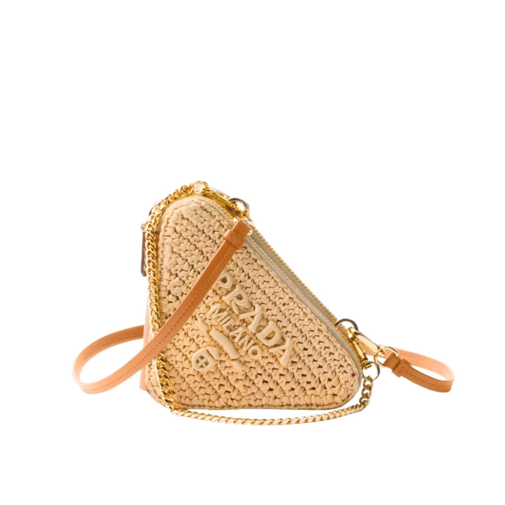 Prada Crochet Mini Pouch Natural 19cm 1NR015 2CXK F0018