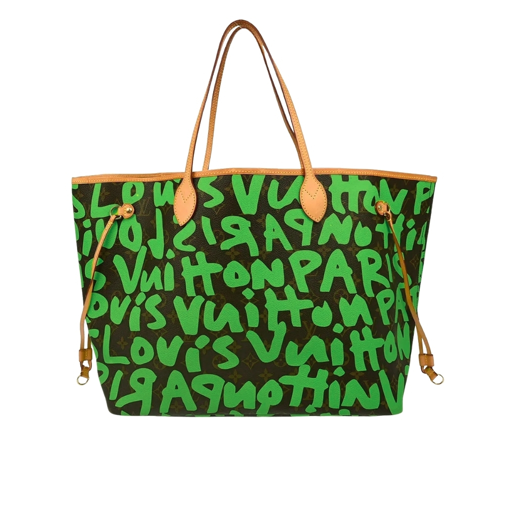 LOUIS VUITTON NEVERFULL MM TOTE BAG MONOGRAM GRAFFITI GREEN 33CM M93703